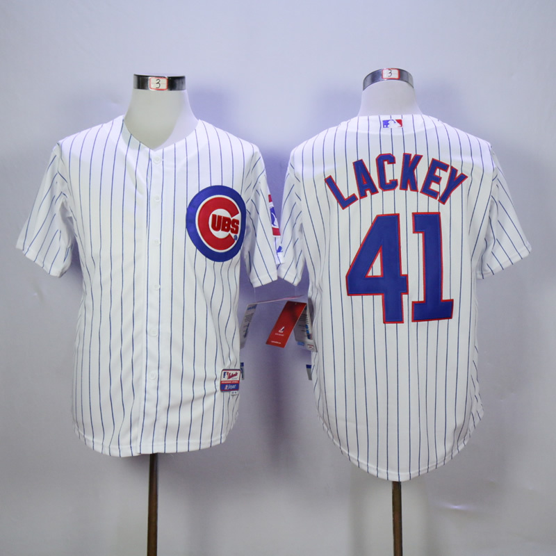 Men Chicago Cubs 41 Lackey White MLB Jerseys